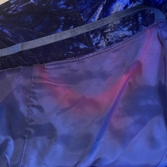 90s Vintage Crushed Velvet Evening Gown in Deep Indigo Blue/Purple, Size L - Picture 11 of 11